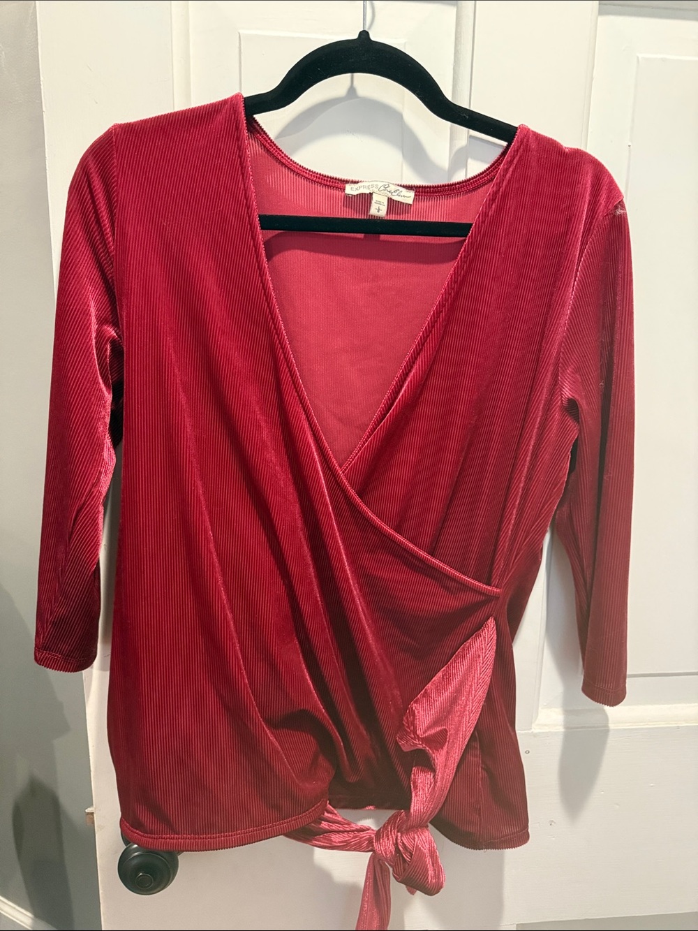 Express Wine Red Velvet Wrap Tie Tunic